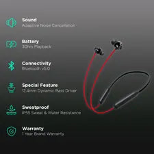 OnePlus Bullets Z2 Neckband with AI Noise Cancellation (IP55 Water Resistant, Upto 30 Hours Playback, Acoustic Red)