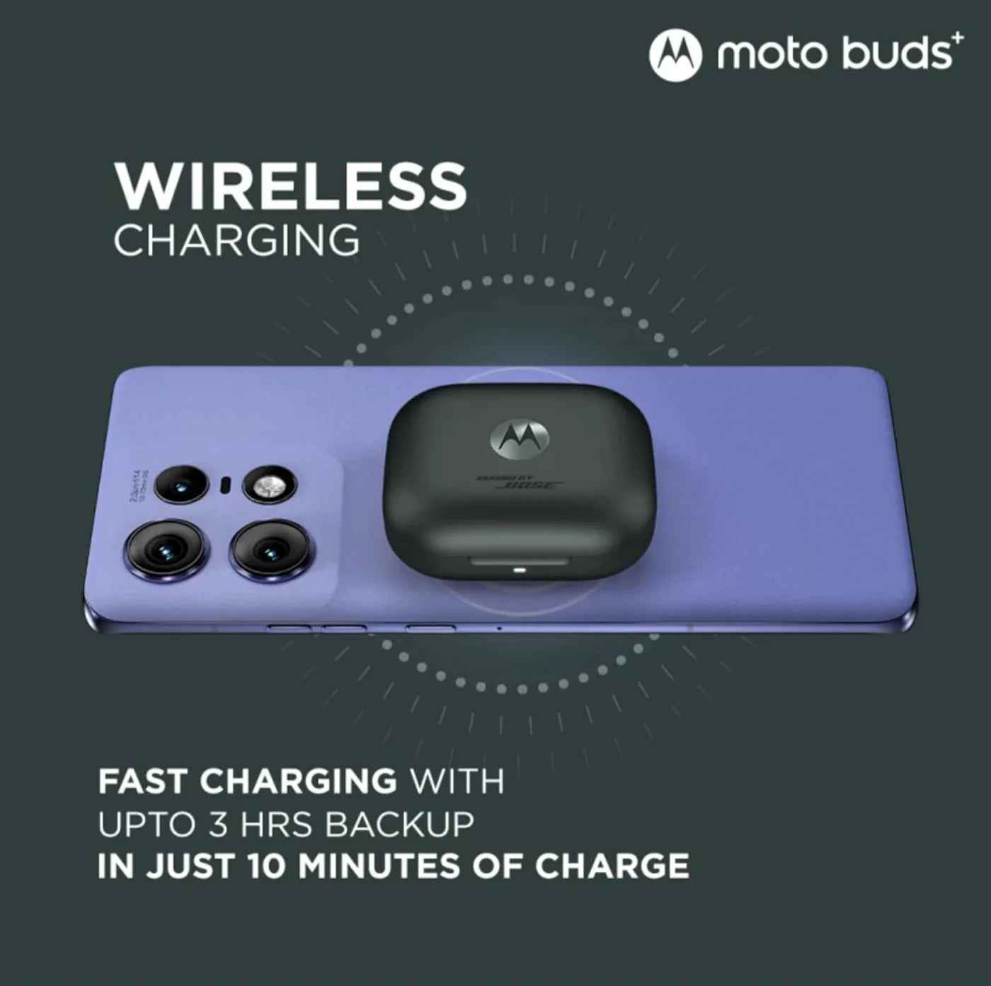 Moto Buds+| Sound by Bose, Dual Dynamic Drivers, 48dB ANC, Head Tracking Bluetooth Headset (True Wireless)-Unboxed
